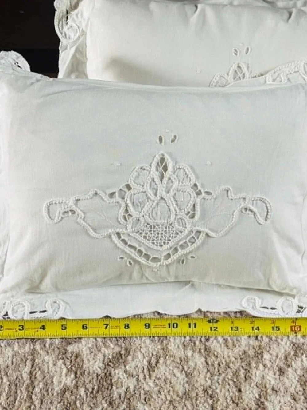 Set Of 2) 10x15 White JcPenney Cotton eyelet Pillows/cases